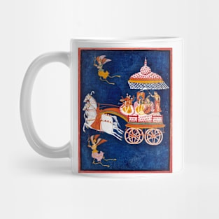 Krishna & Rukmini in a Celestial Chariot Driven by Ganesha Mug